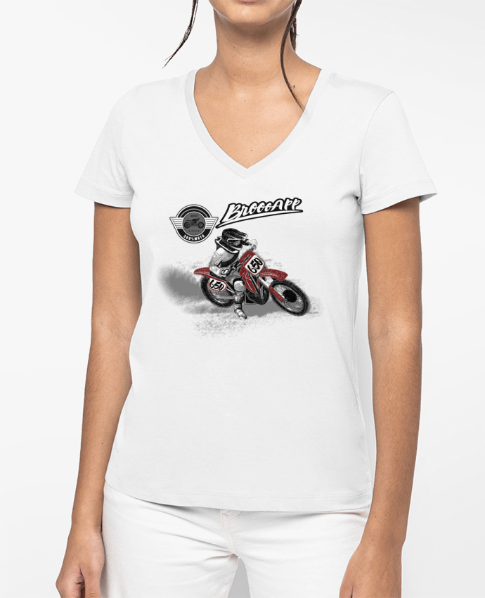 T-shirt femme col V Motorcycle drift par Original t-shirt