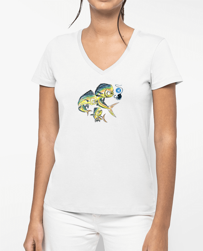 T-shirt femme col V Awesome Fish par Original t-shirt