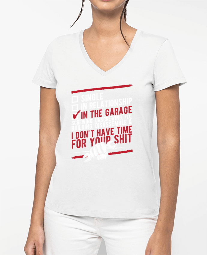 T-shirt femme col V In the garage par Original t-shirt