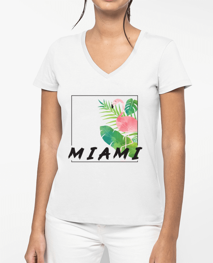 T-shirt écoresponsable col V femme Miami por KOIOS design