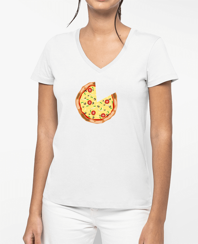 T-shirt femme col V Pizza duo par tunetoo