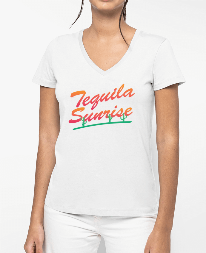T-shirt femme col V Tequila Sunrise par tunetoo
