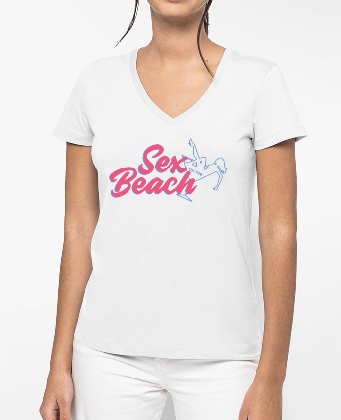 T-shirt femme col V Sex on the beach cocktail par tunetoo