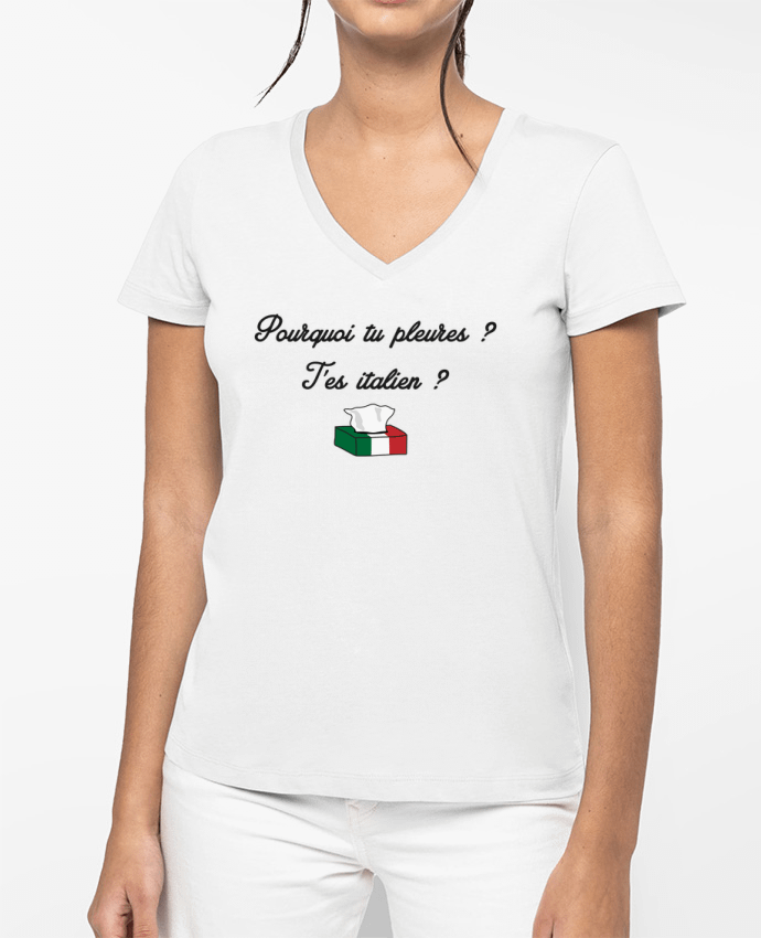 T-shirt femme col V Italie Coupe du monde Troll par tunetoo
