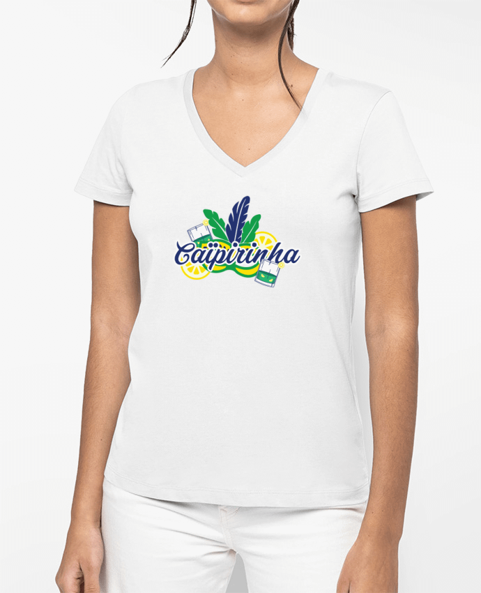 T-shirt femme col V Caïpirinha Cocktail Summer par tunetoo