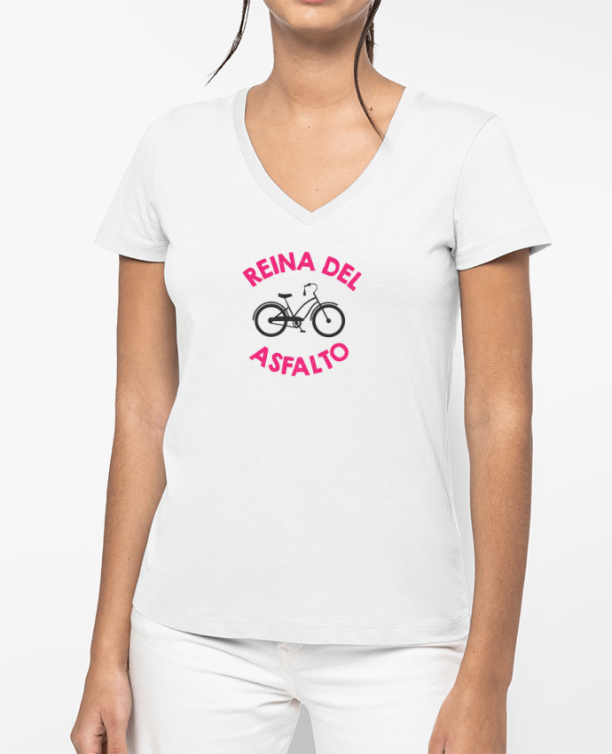 T-shirt femme col V Reina del asfalto par tunetoo