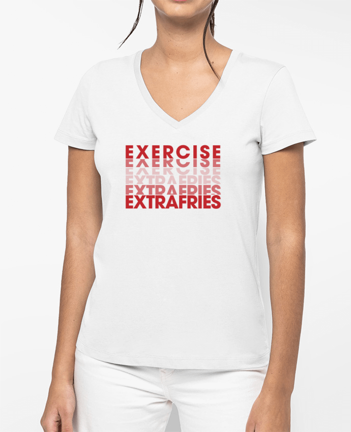 T-shirt femme col V Extra Fries Cheat Meal par tunetoo