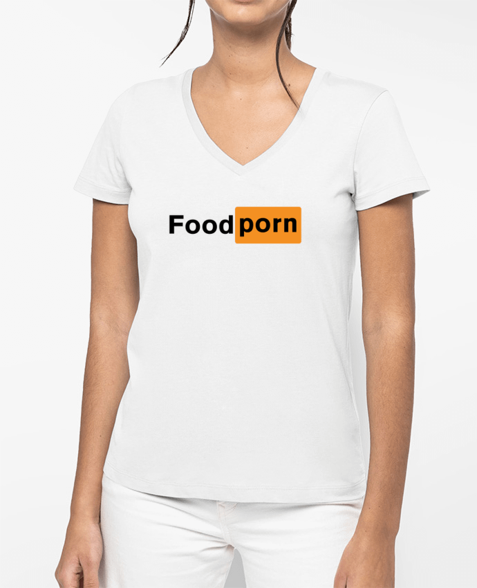 T-shirt femme col V Foodporn Food porn par tunetoo