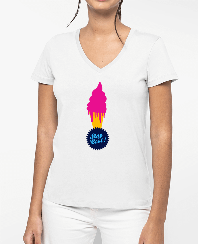 T-shirt femme col V Stay cool Ice cream par justsayin