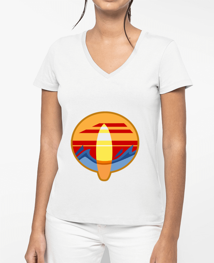 T-shirt femme col V Logo Surf par TOMI AX