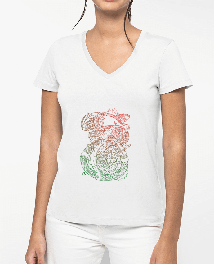 T-shirt femme col V Méca Serpent par TOMI AX
