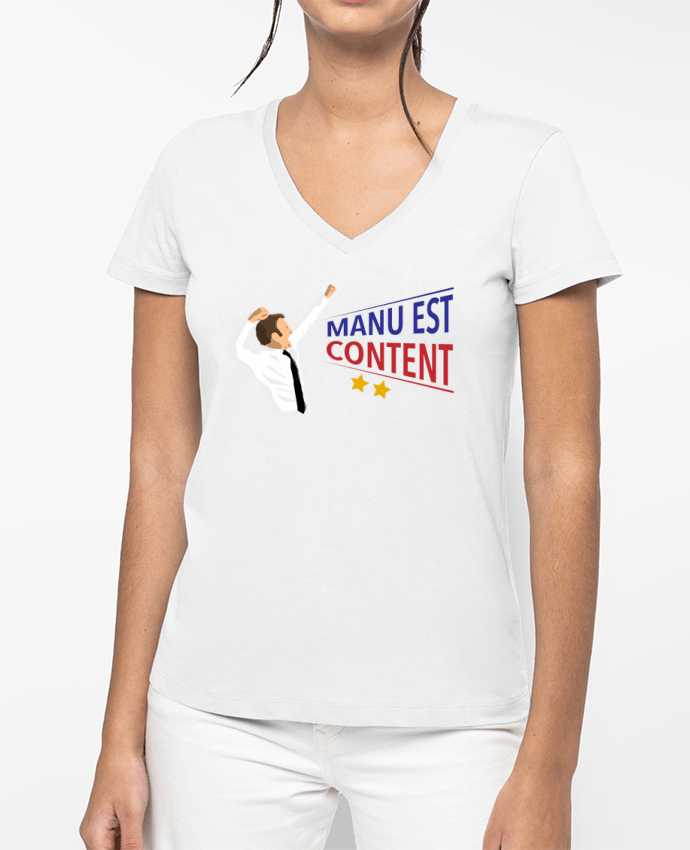 T-shirt femme col V Célébration Macron par tunetoo