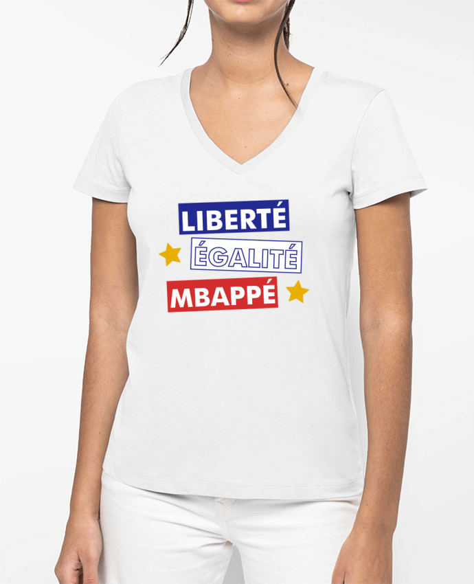 T-shirt femme col V Equipe de France MBappé par tunetoo