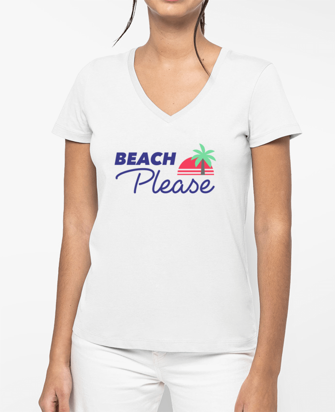 T-shirt femme col V Beach please par Ruuud