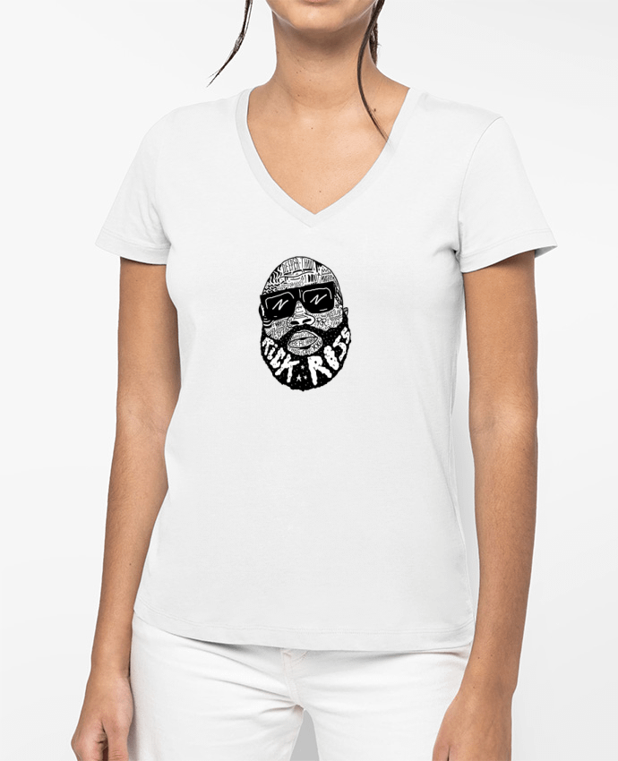 T-shirt femme col V Rick Ross head par Nick cocozza