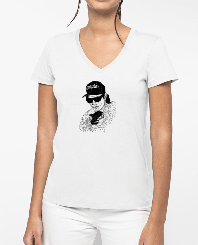 T-shirt femme col V Eazy E Rapper par Nick cocozza