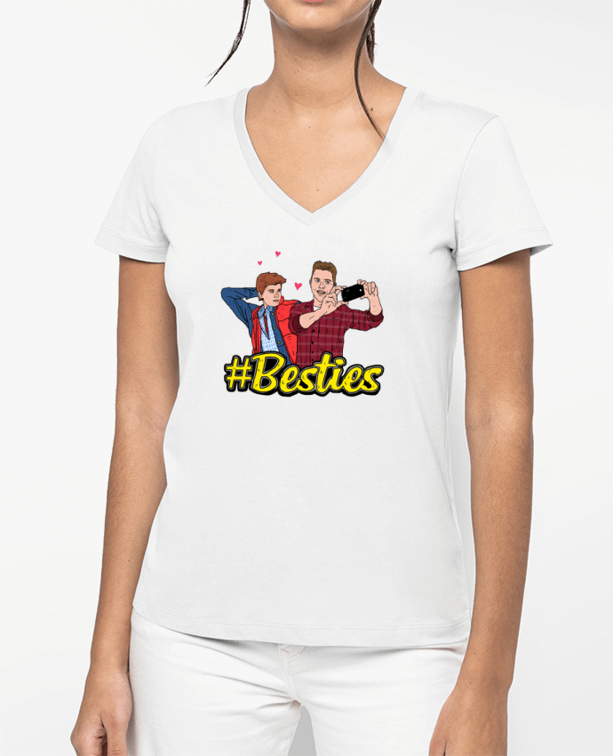 T-shirt femme col V Besties Marty McFly par Nick cocozza