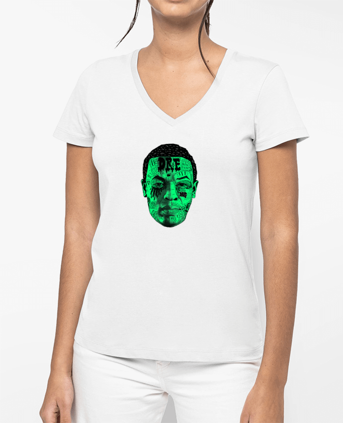 T-shirt femme col V Dr.Dre head par Nick cocozza