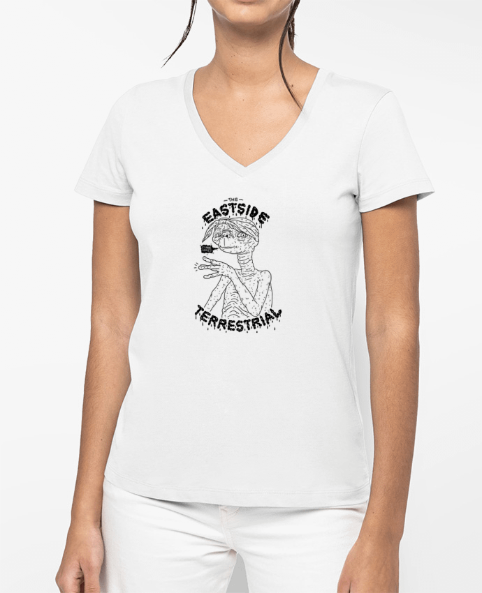 T-shirt femme col V Gangster E.T par Nick cocozza