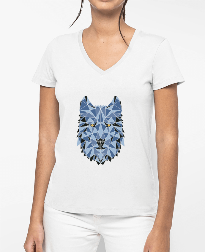 T-shirt femme col V wolf - geometry 3 par /wait-design