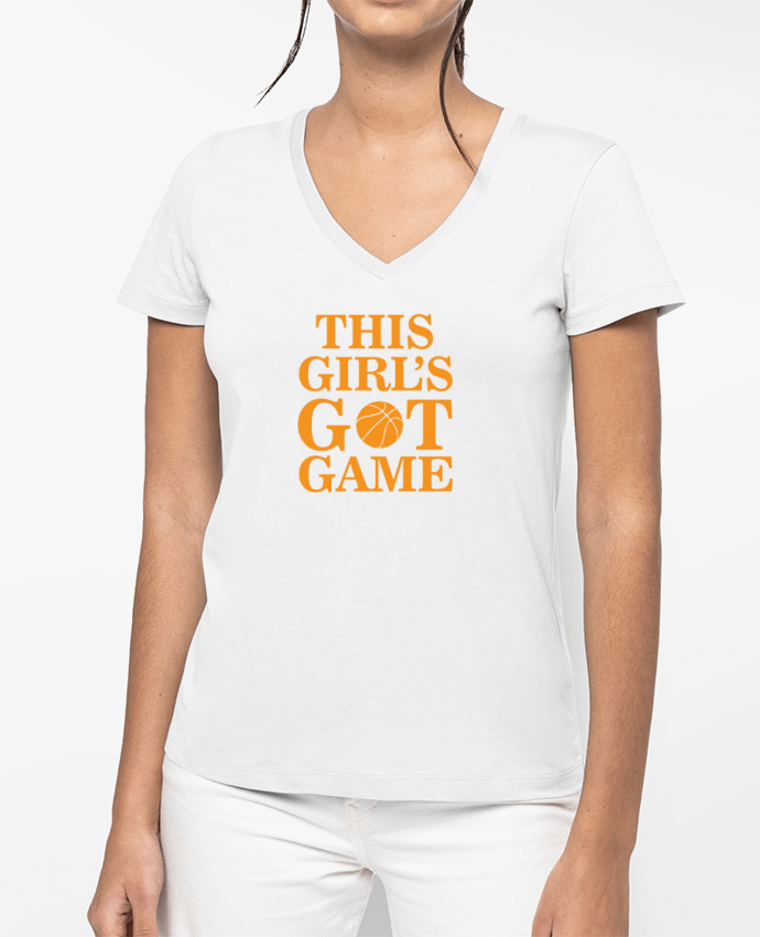 T-shirt femme col V Baller Girl par Original t-shirt