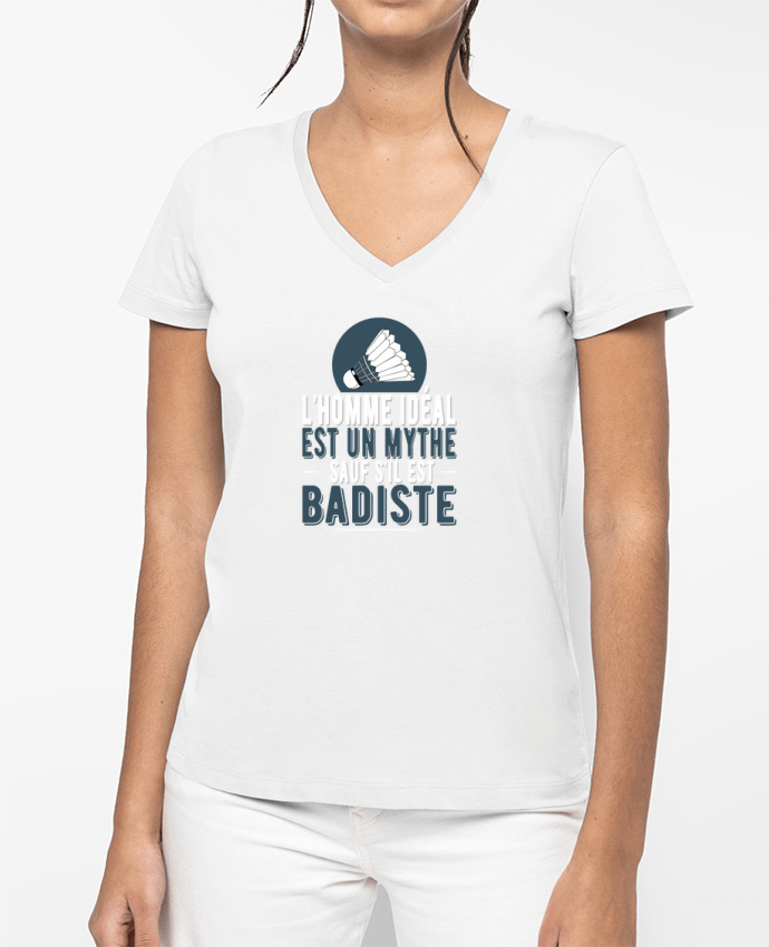 T-shirt écoresponsable col V femme Homme Badiste Badminton por Original t-shirt