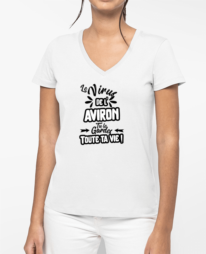T-shirt femme col V Virus de l'Aviron par Original t-shirt