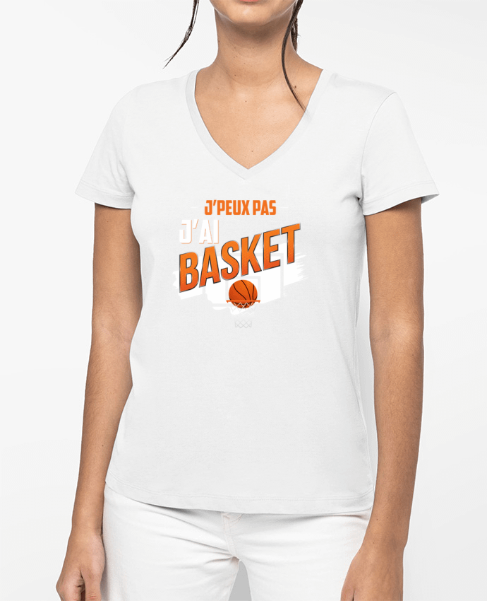 T-shirt femme col V J'peux pas j'ai basket par Original t-shirt
