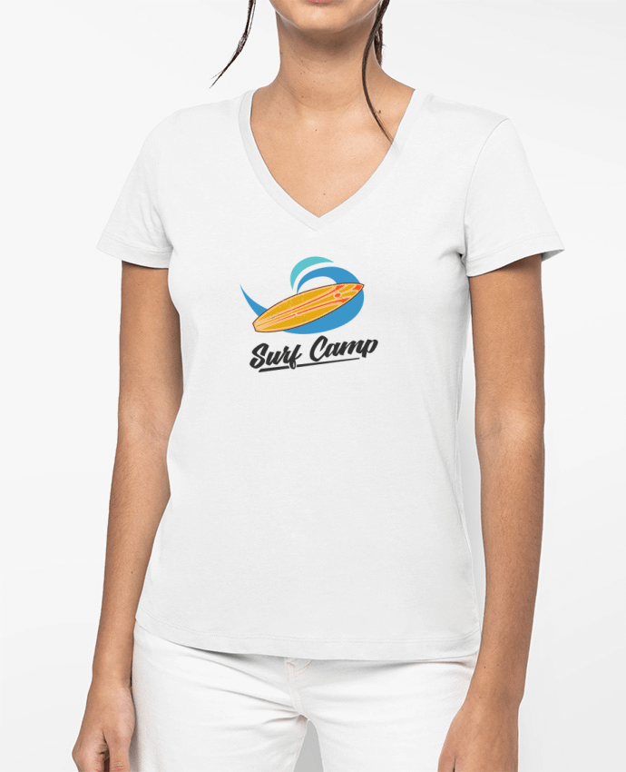 T-shirt femme col V Summer Surf Camp par tunetoo