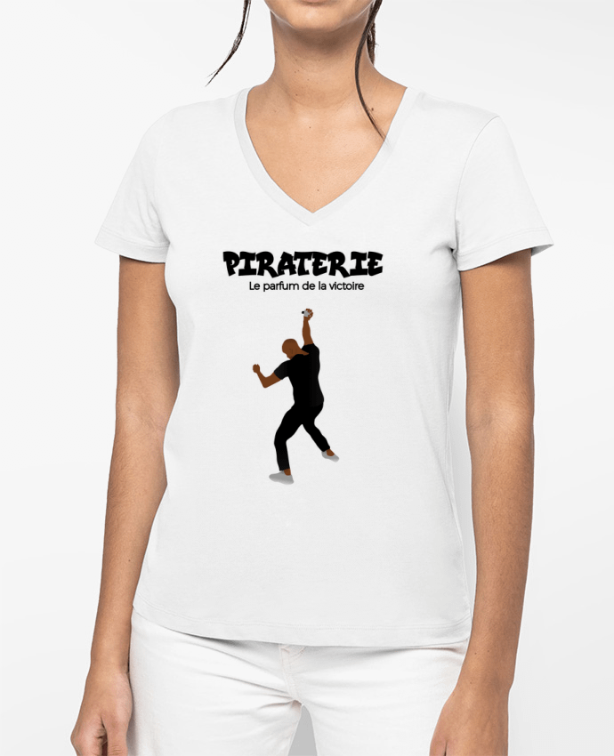 T-shirt écoresponsable col V femme Booba vs Kaaris porfum por tunetoo