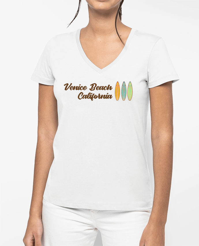 T-shirt femme col V Venice Beach Surf par tunetoo