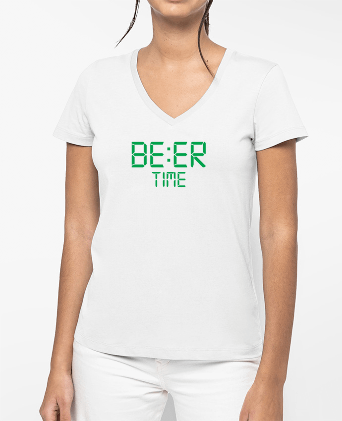 T-shirt femme col V Beer time par tunetoo
