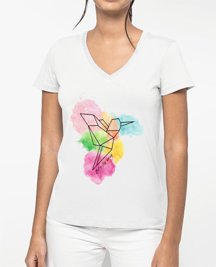T-shirt femme col V Let's fly away par Cassiopia®