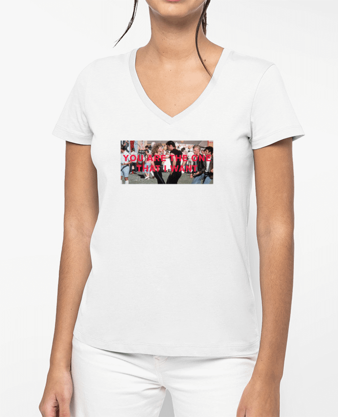 T-shirt femme col V Grease - You are the one par tunetoo