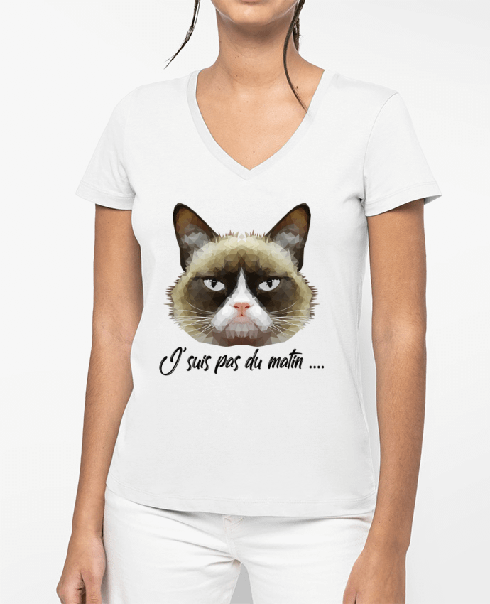 T-shirt femme col V je suis pas du matin par DesignMe