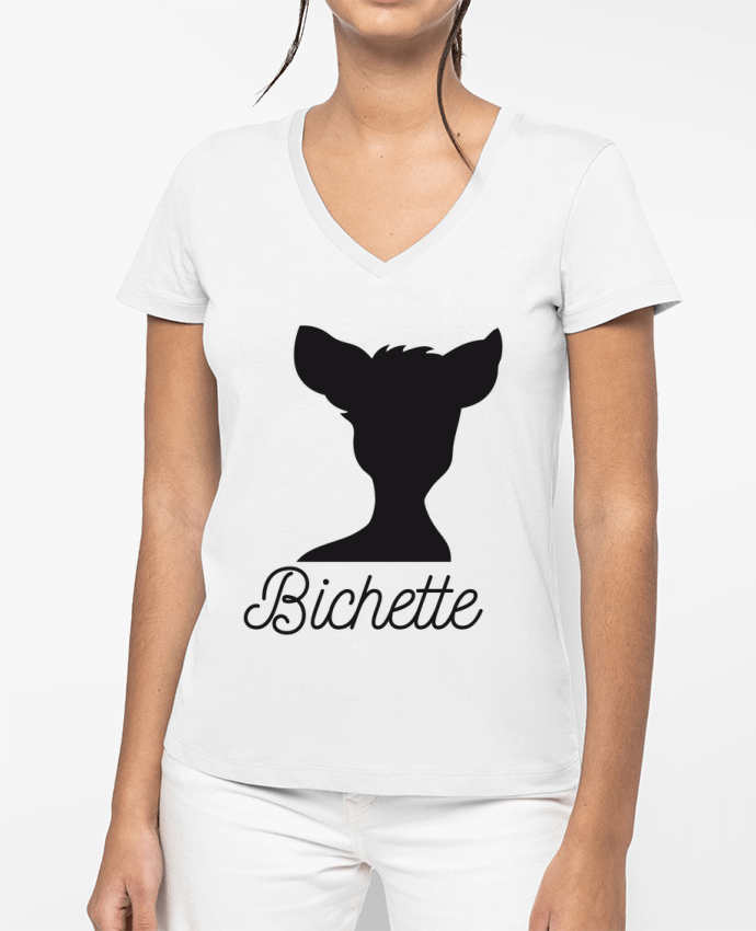 T-shirt femme col V Bichette par FRENCHUP-MAYO