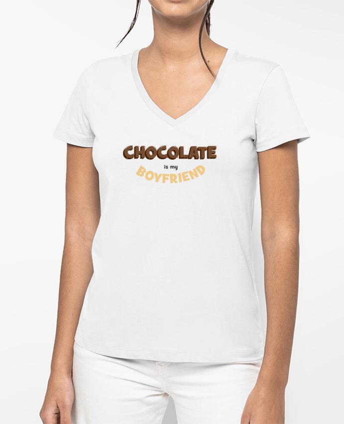 T-shirt femme col V Chocolate boyfriend par tunetoo