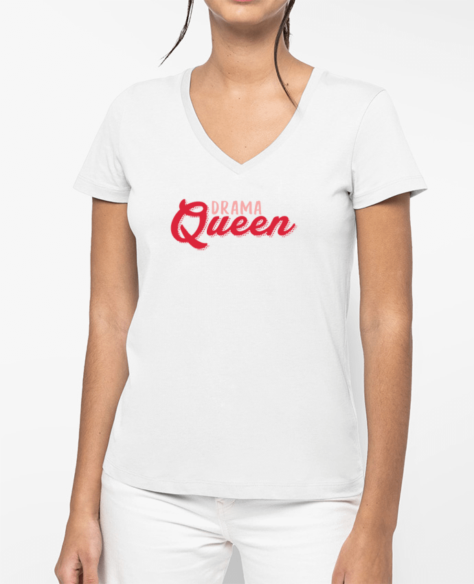 T-shirt femme col V Drama Queen par tunetoo