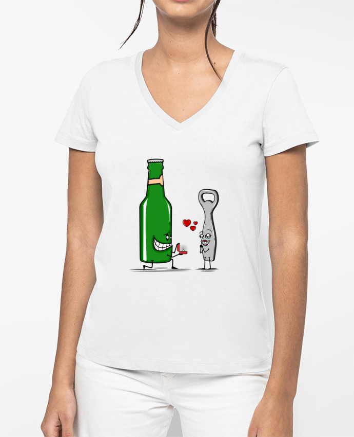 T-shirt femme col V BEER ROMANCE par PTIT MYTHO
