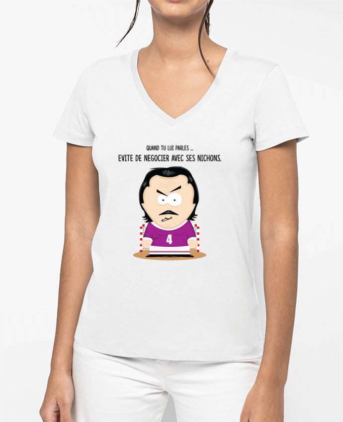 T-shirt femme col V Jean Claude Dikkenek par PTIT MYTHO