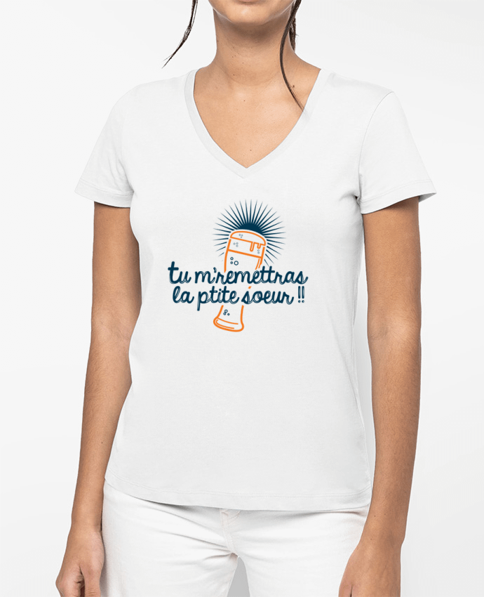 T-shirt femme col V La ptite soeur par PTIT MYTHO