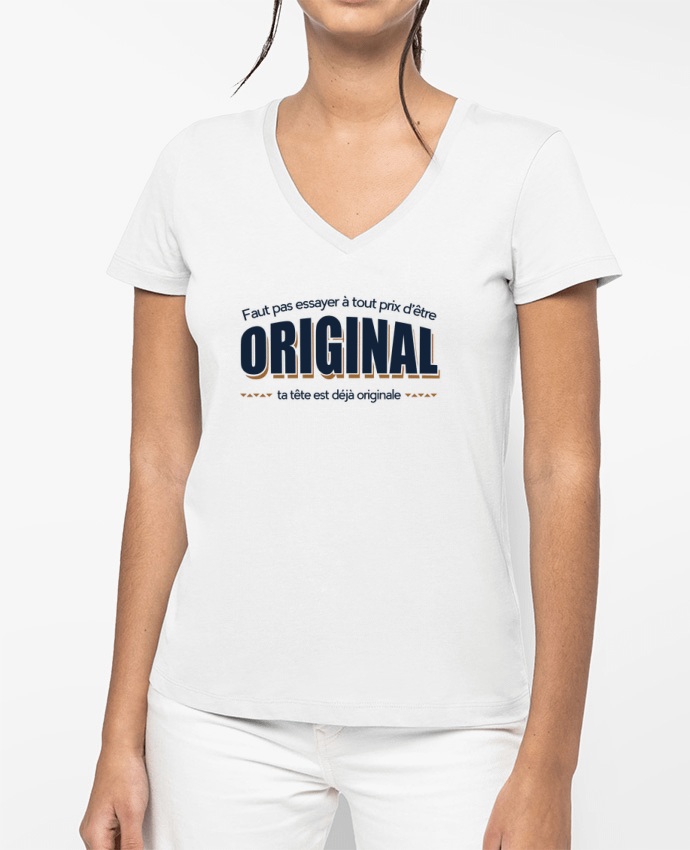 T-shirt femme col V Réplique JC Dikkenek par PTIT MYTHO