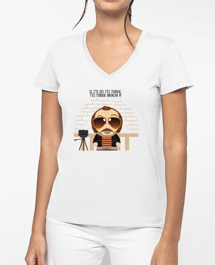 T-shirt femme col V T'es tendue Natacha par PTIT MYTHO