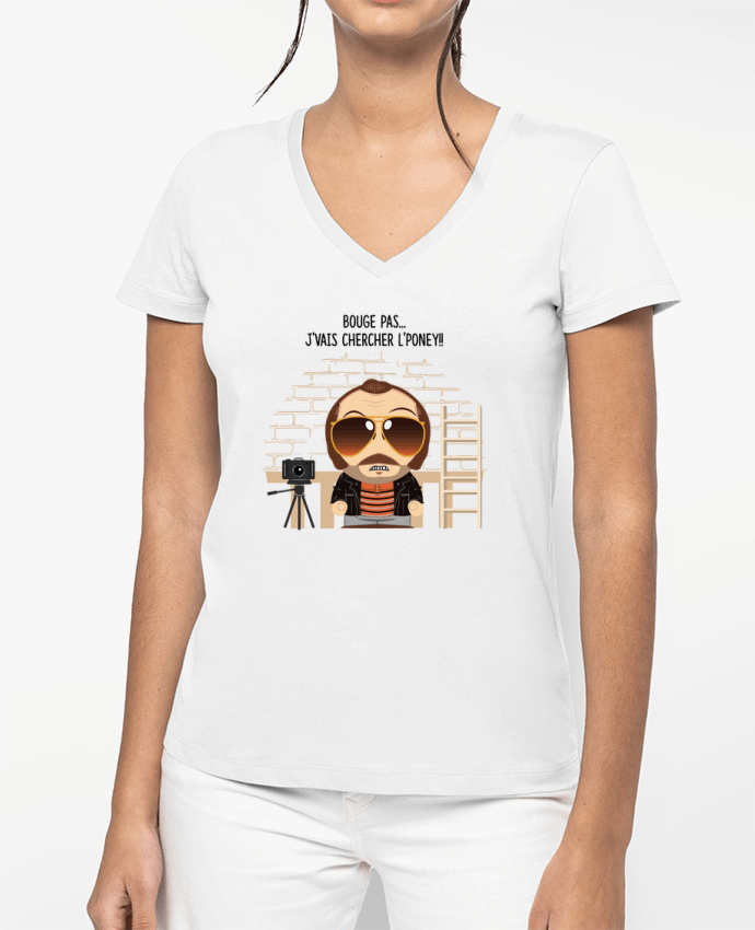 T-shirt femme col V Claudy Focan et le Poney par PTIT MYTHO