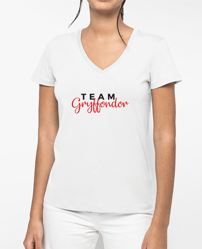 T-shirt femme col V Team Gryffondor par Nana
