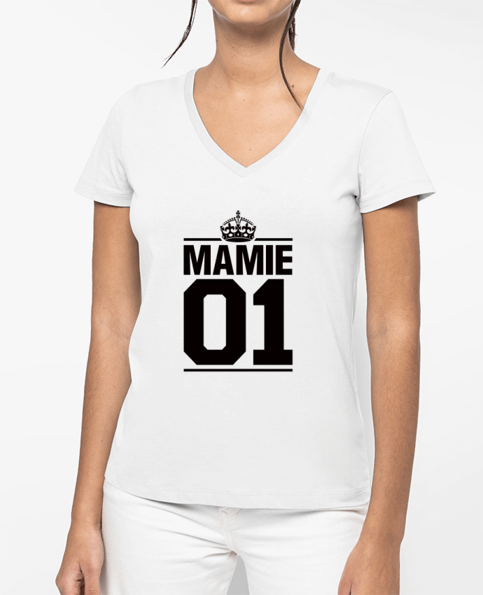 T-shirt femme col V Maman 01 par Freeyourshirt.com