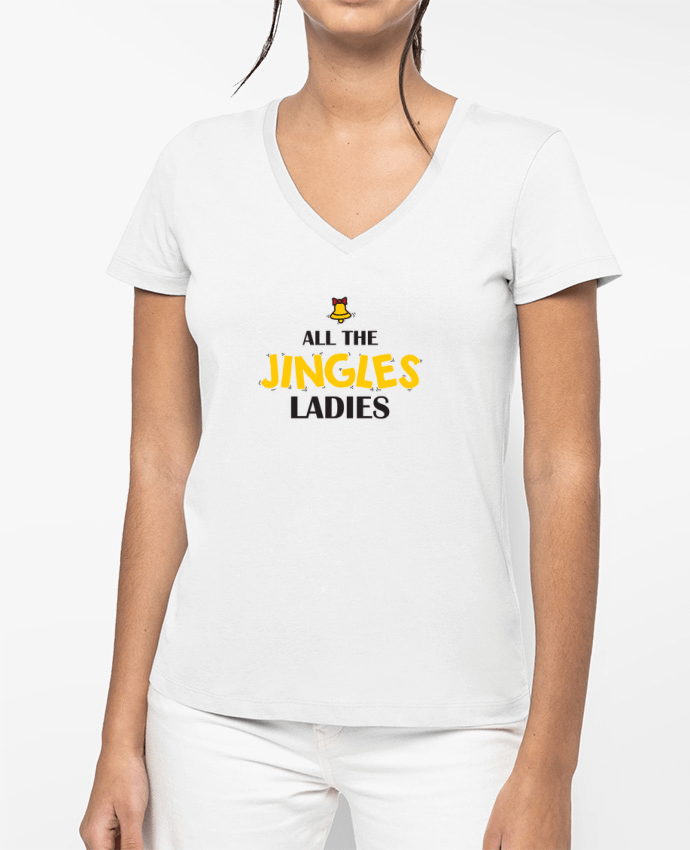 T-shirt écoresponsable col V femme Christmas - Jingles Ladies Beyoncé by tunetoo