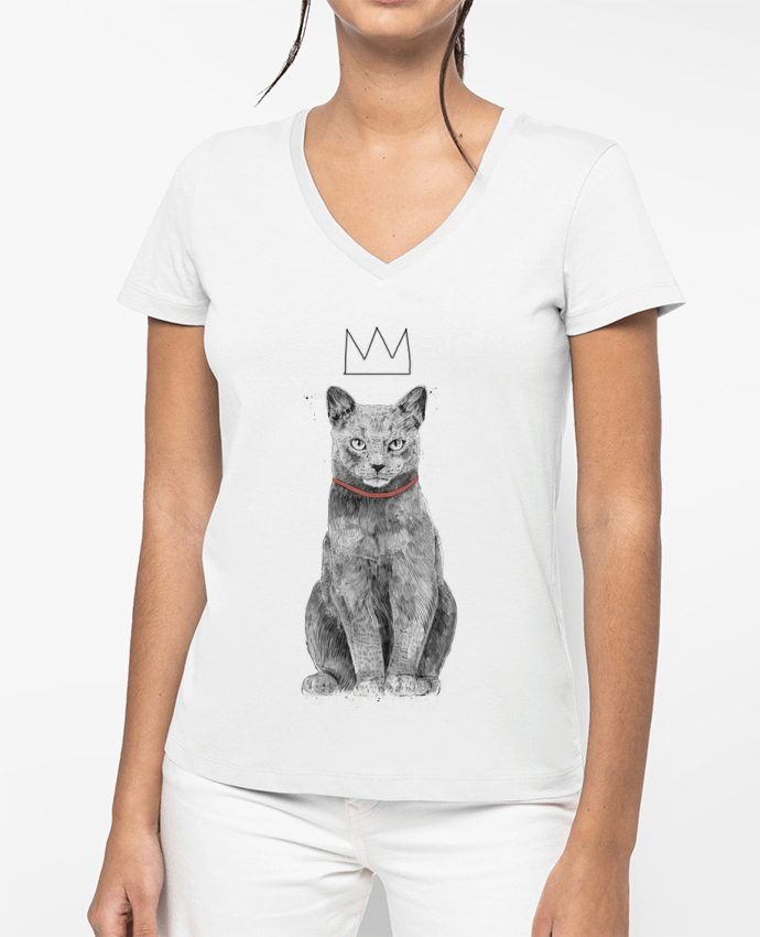 T-shirt femme col V King Of Everything par Balàzs Solti