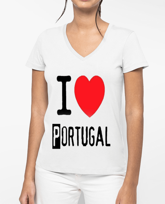 T-shirt femme col V I Love Portugal par HumourduPortugal