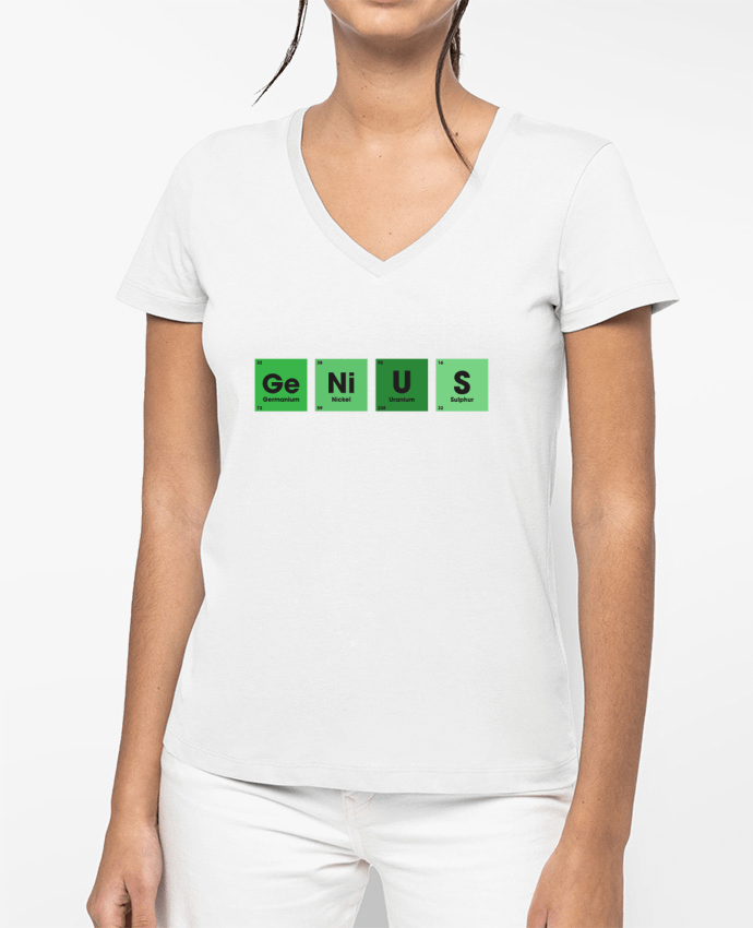 T-shirt écoresponsable col V femme GENIUS por tunetoo